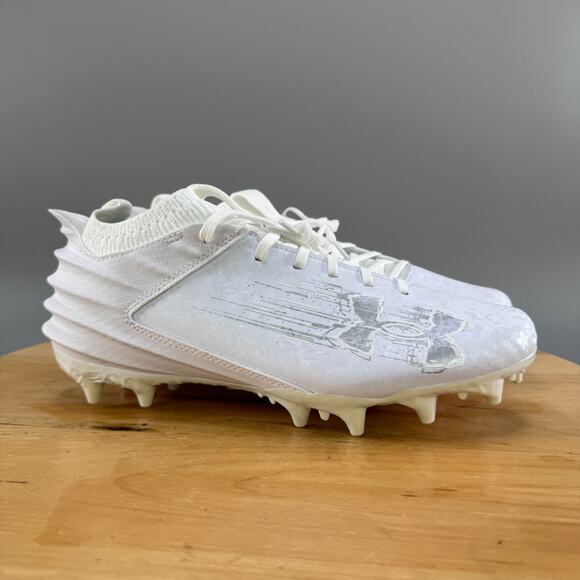 Under Armour Blur Smoke 2.0 MC Suede Mens Size 14 Football Cleats White NEW - Picture 1 of 9